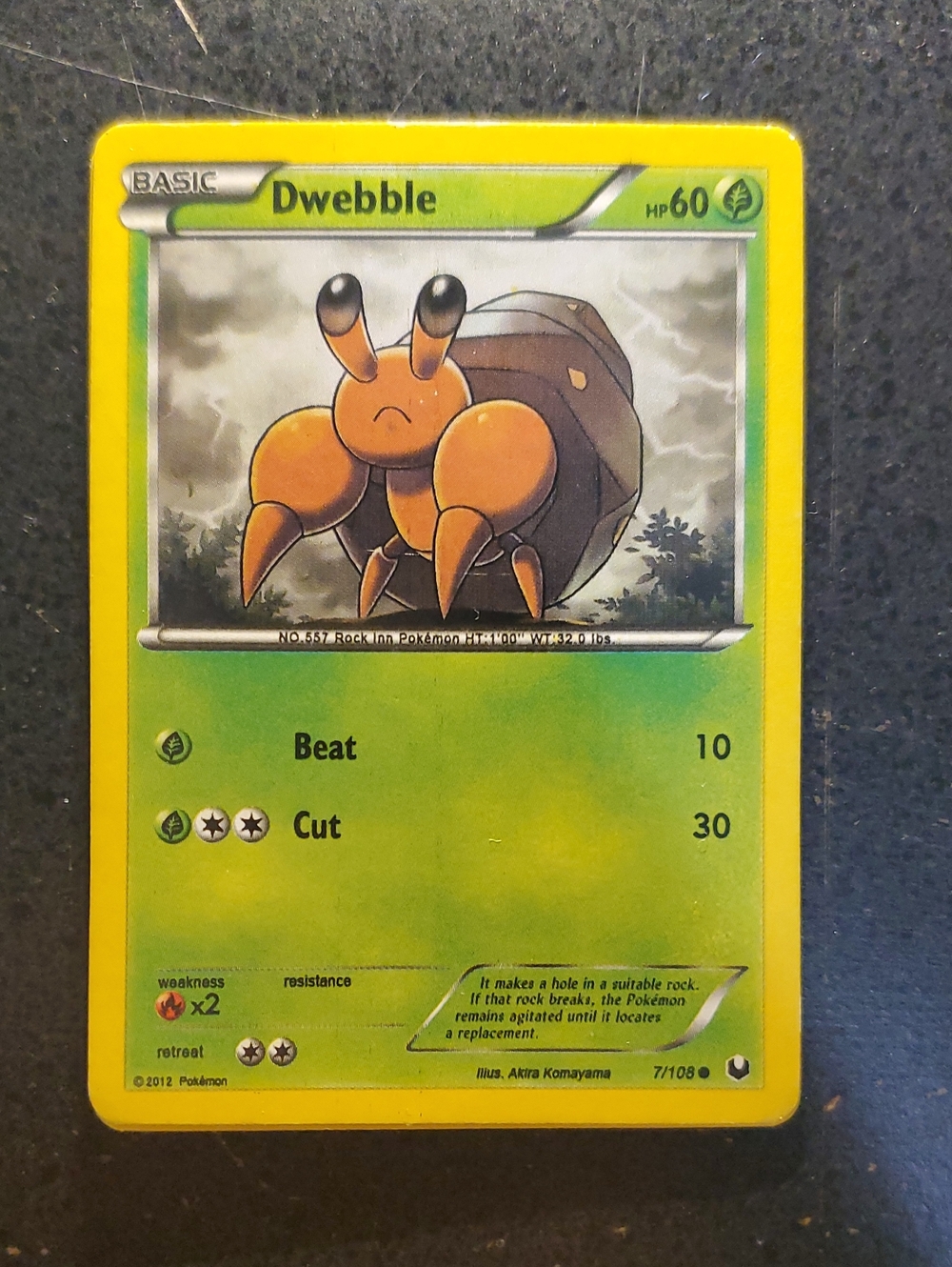 Dwebble Trading Card - Yellow & Green